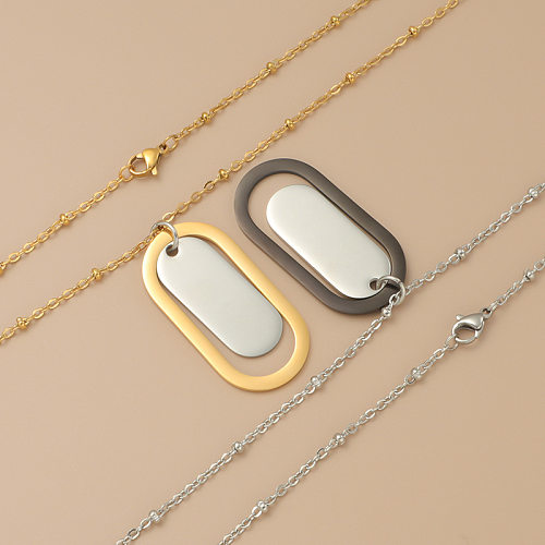 Hip-Hop Color Block Stainless Steel  Chain Pendant Necklace