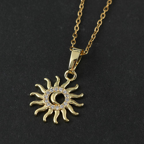 Retro Sun Stainless Steel  Stainless Steel Pendant Necklace