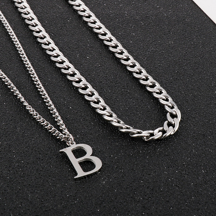 Hip-Hop Letter Stainless Steel  Plating Layered Necklaces 1 Piece