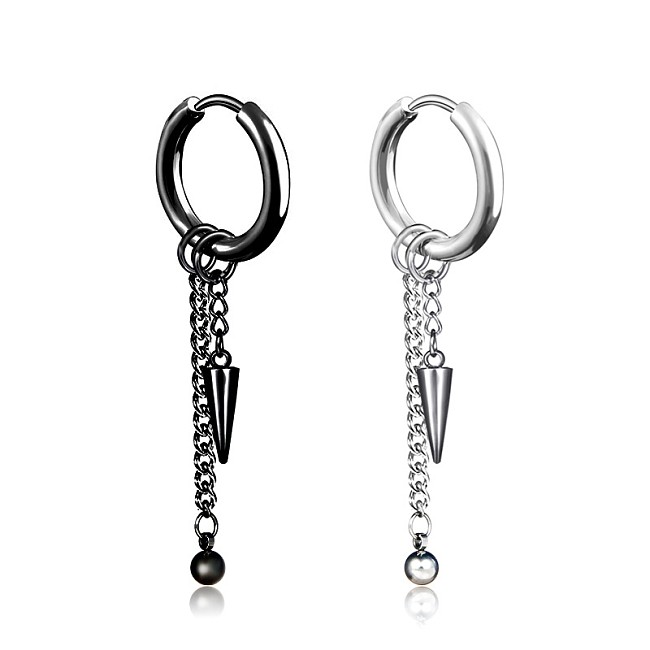 Fashion Geometric Tassel Chain Stainless Steel Earrings Without Pierced Single Earrings