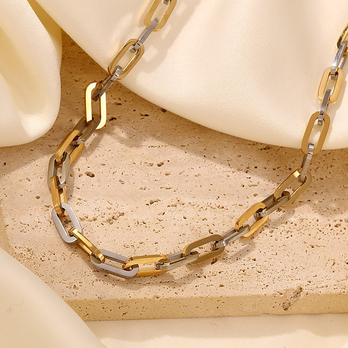 Schlichter Stil, runde Halskette aus Edelstahl mit Nachahmung von Perlen und Polierbeschichtung, vergoldet