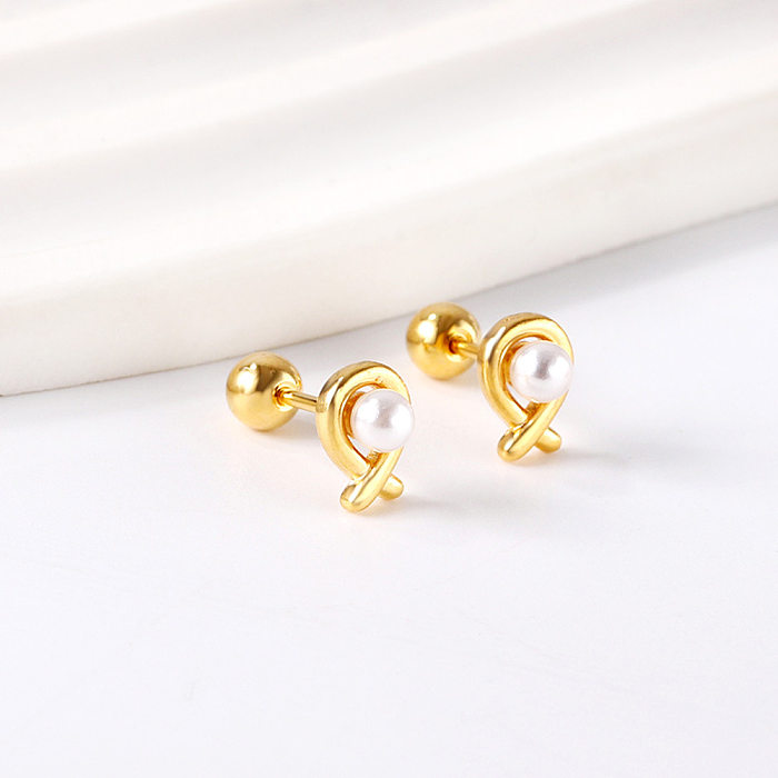 1 Pair Simple Style Fish Fish Tail Plating Inlay Stainless Steel  Artificial Gemstones Ear Studs