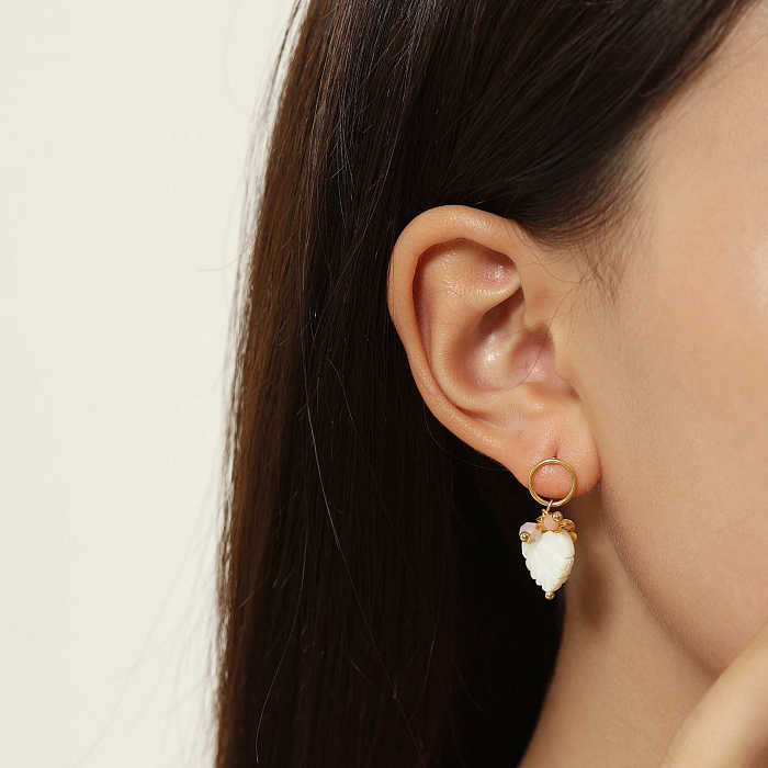 1 Pair Simple Style Leaves Patchwork Stainless Steel Drop Earrings