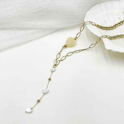 Glam Simple Style Artistic Heart Shape Stainless Steel  Tassel Plating 14K Gold Plated Necklace