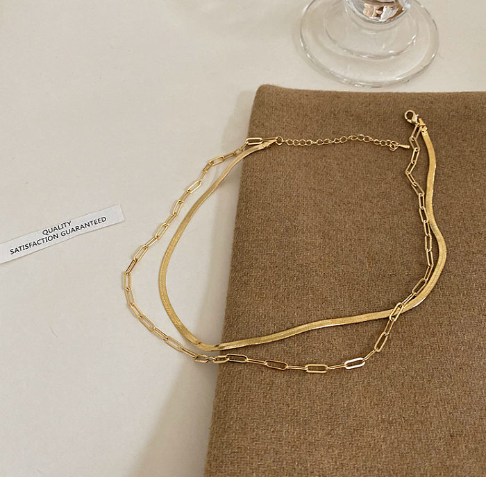 Einfache doppellagige Schlangenknochenkette Halskette Großhandel Schmuck