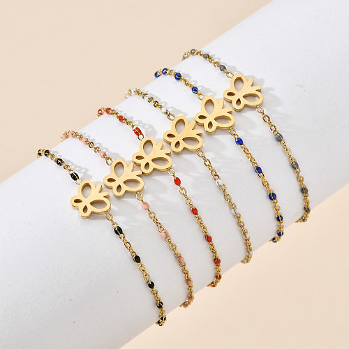 Bracelets plaqués de perles en acier inoxydable papillon bohème