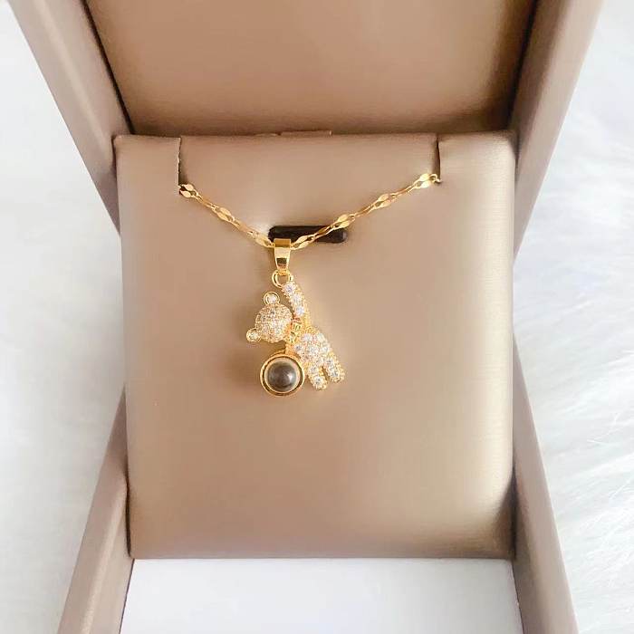 Retro Lady Kreuz Mond Herzform Edelstahl künstliche Edelsteine ​​Zirkon Anhänger Halskette in großen Mengen