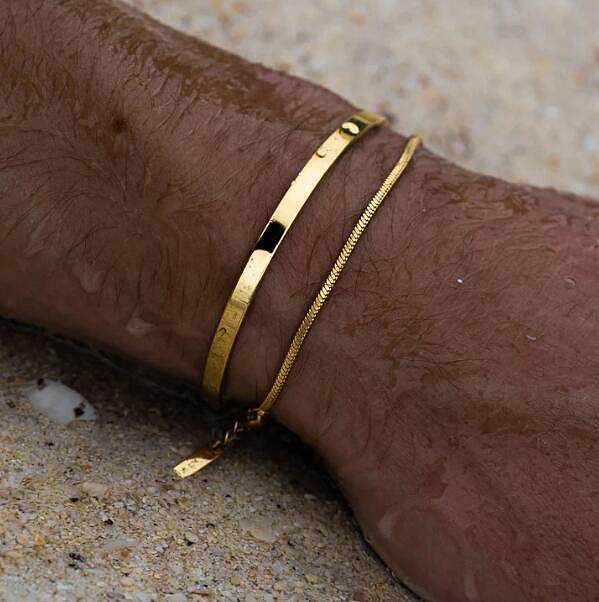 Simple Style Classic Style Solid Color Stainless Steel Polishing Plating 18K Gold Plated Bracelets