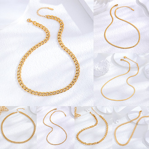 Wholesale Casual Hip-Hop Classic Style Solid Color Stainless Steel 24K Gold Plated Necklace