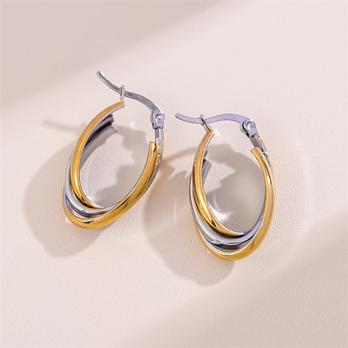 1 Pair Retro Simple Style Oval Plating Stainless Steel  18K Gold Plated Ear Studs