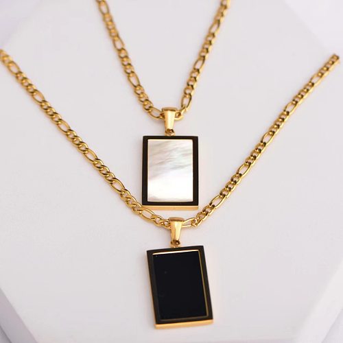 Wholesale Simple Style Rectangle Stainless Steel  Shell Pendant Necklace