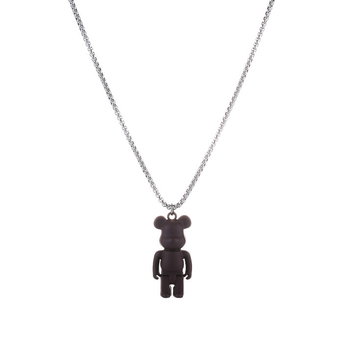 Niedliche Bären-Anhänger-Halskette aus Edelstahl mit Einbrennlack, 1 Stück