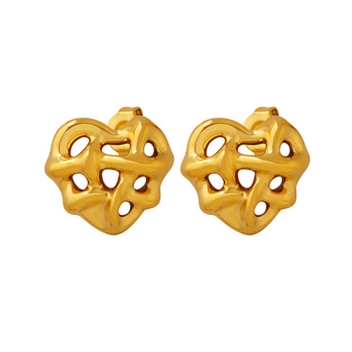 1 Pair Casual Modern Style Classic Style Heart Shape Plating Stainless Steel  14K Gold Plated Ear Studs