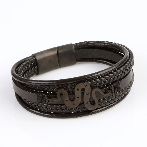 Brazalete de acero inoxidable con serpiente estilo vintage hip-hop