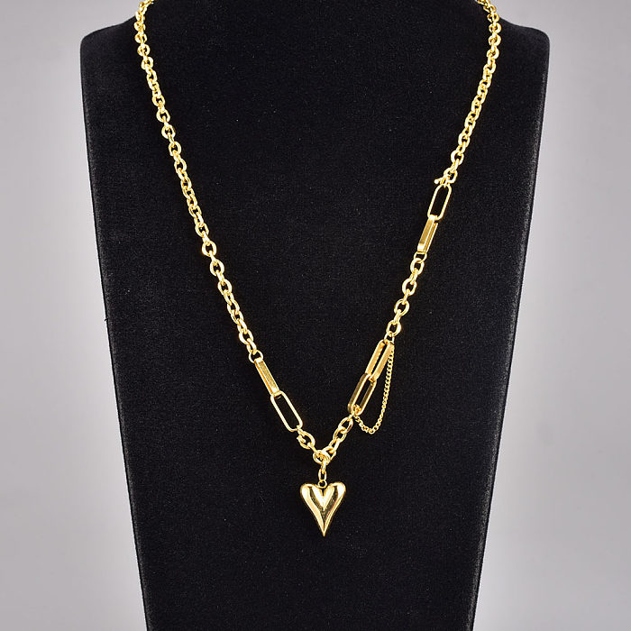 Elegant Heart Shape Stainless Steel Plating Gold Plated Pendant Necklace