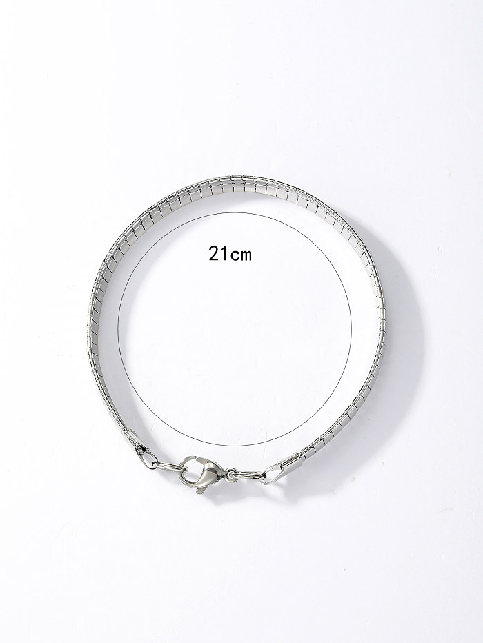 1 Piece Fashion Round Solid Color Stainless Steel Bangle