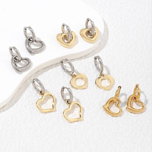 1 Pair Vintage Style Heart Shape Plating Stainless Steel  18K Gold Plated Hoop Earrings