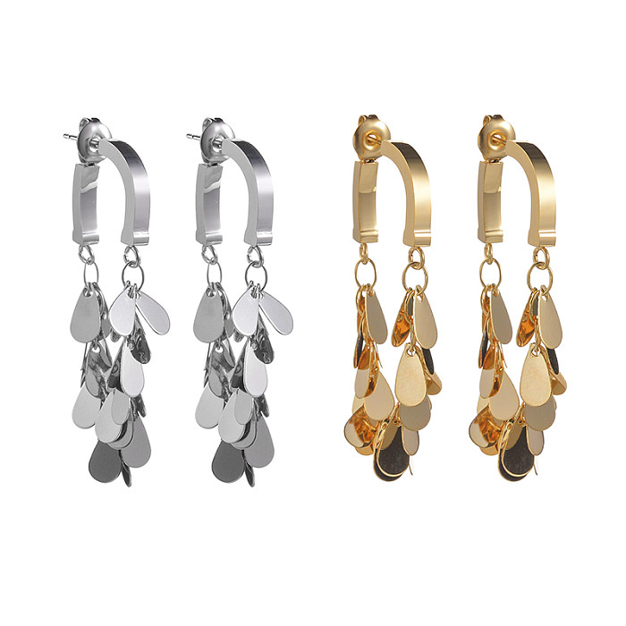 1 Paar elegante, schlichte Wassertropfen-Ohrringe aus Edelstahl mit 18-karätiger Vergoldung