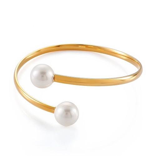 EBay AliExpress Supply European And American Fashion Cool Simple And Cool Style Stainless Steel Women's Open Pearl Bracelet
