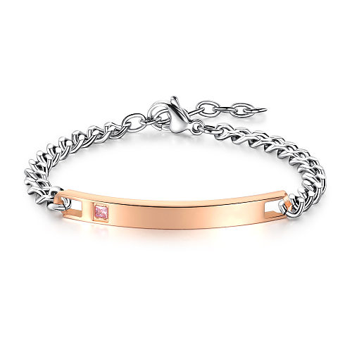 Bracelet géométrique de mode en titane et en acier inoxydable (modèles féminins en alliage rose brillant) NHOP3076-Glossy-rose-alloy-female-models