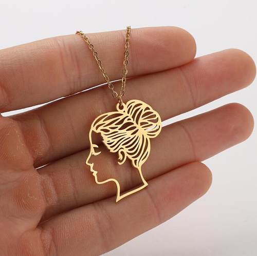 Fashion Portrait Stainless Steel  Stainless Steel Plating Hollow Out Pendant Necklace 1 Piece