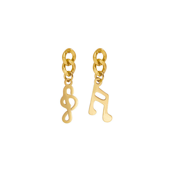 1 paire de boucles d'oreilles pendantes plaquées en acier inoxydable, Notes clés à la mode
