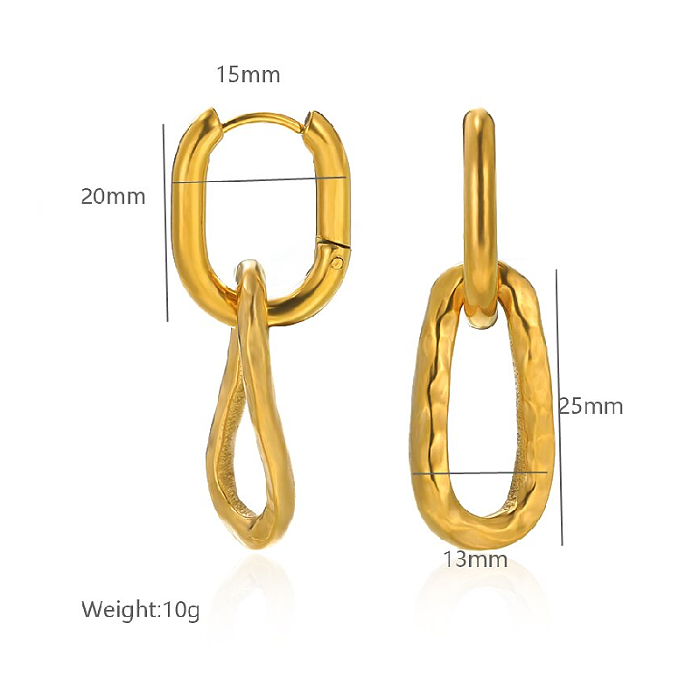 1 Pair Vintage Style Simple Style Solid Color Asymmetrical Plating Stainless Steel  18K Gold Plated Earrings