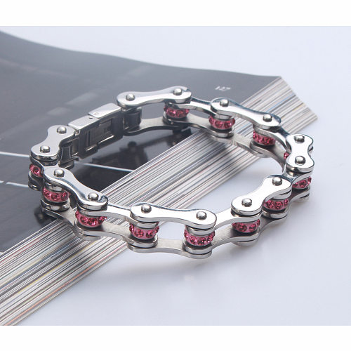 Casual Geometric Titanium Steel Polishing Inlay Artificial Gemstones Bracelets