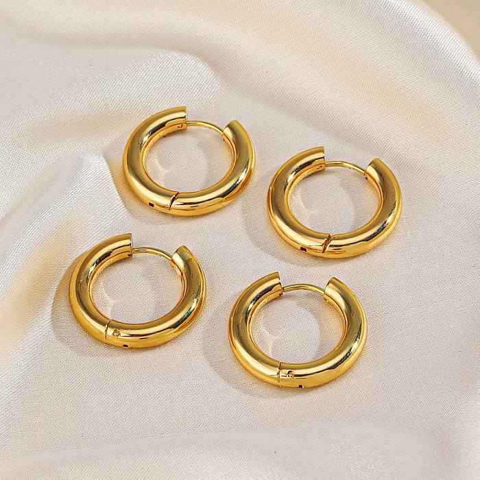 1 Pair Classic Style Round Plating Stainless Steel  Earrings