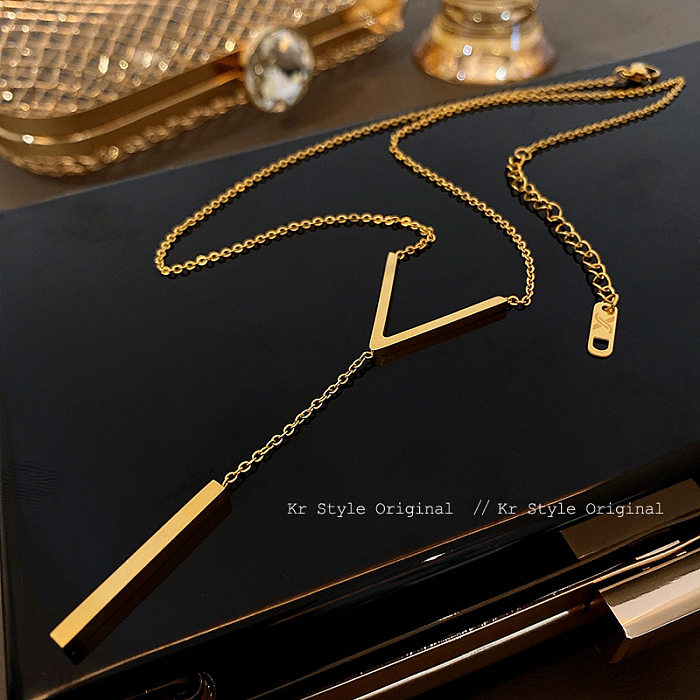 Simple Style Commute Letter Stainless Steel Plating 18K Gold Plated Necklace