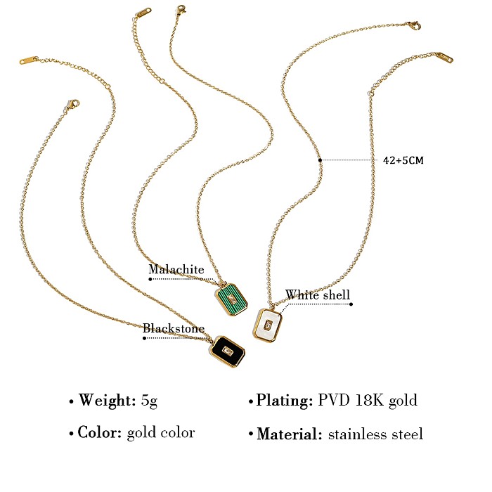 IG-Stil, einfacher Stil, quadratisch, Edelstahl, Edelstahl-Beschichtung, Inlay, Acryl, 18 Karat vergoldet, Anhänger-Halskette