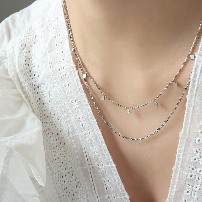 Simple Style Rhombus Stainless Steel Layered Necklace 1 Piece