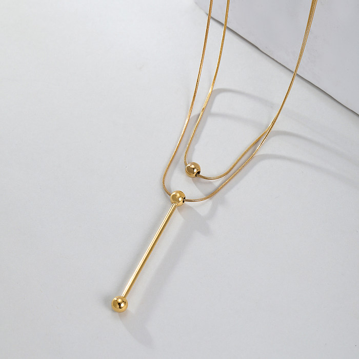 Elegant Modern Style Simple Style Solid Color Stainless Steel  Plating 18K Gold Plated Layered Necklaces