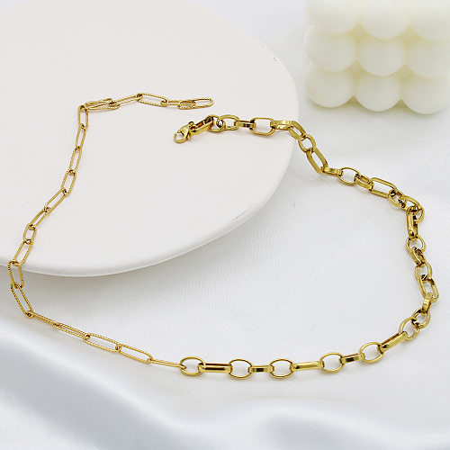 Simple Style Solid Color Stainless Steel  Choker