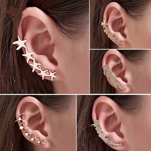 New Earrings Simple Star Love Ear Hangings Non-mainstream Single Ear Jewelry Wholesale jewelry