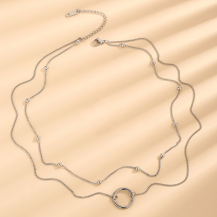 Elegante, glänzende Kreis-Halskette aus Edelstahl mit Polierbeschichtung und 18-Karat-Vergoldung