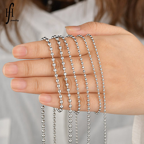 Fashion Simple Chain Stainless Steel  Round Bead Chain Necklace Wholesale jewelry