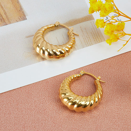 1 Pair Fashion Stripe Solid Color Stainless Steel  Plating Earrings
