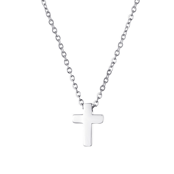 Einfache Kreuz-Anhänger-Halskette aus Edelstahl