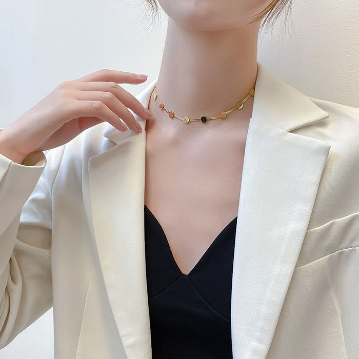 Collar De Gargantilla De Collar De Acero Inoxidable De Oro Simple De Moda