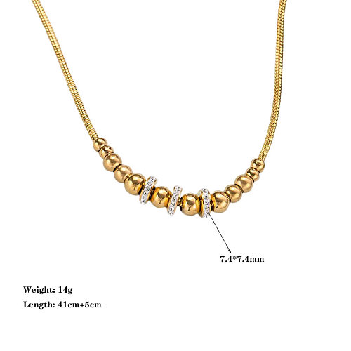Elegant Geometric Stainless Steel Plating Inlay Zircon Necklace