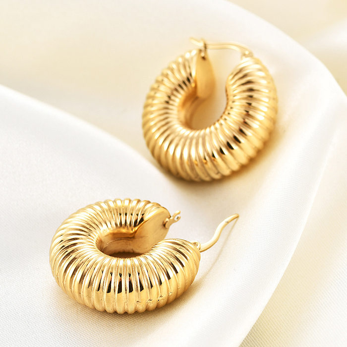 Fashion 18K Gold Plated Circle Ear Buckle Stainless Steel Earrings