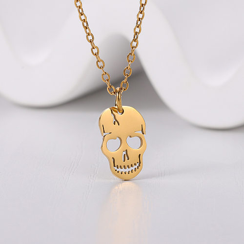 Hip-Hop Skull Stainless Steel  Stainless Steel Patchwork Pendant Necklace