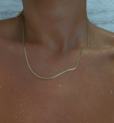 Lässige, schlichte, einfarbige Halskette aus 18 Karat vergoldetem Edelstahl in großen Mengen