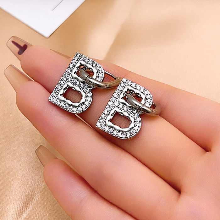 1 Pair Hip-Hop Vintage Style Letter Plating Inlay Stainless Steel Zircon Gold Plated Silver Plated Drop Earrings