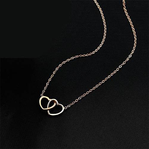 Collier plaqué or 18K de placage d'acier inoxydable de forme de coeur de style simple