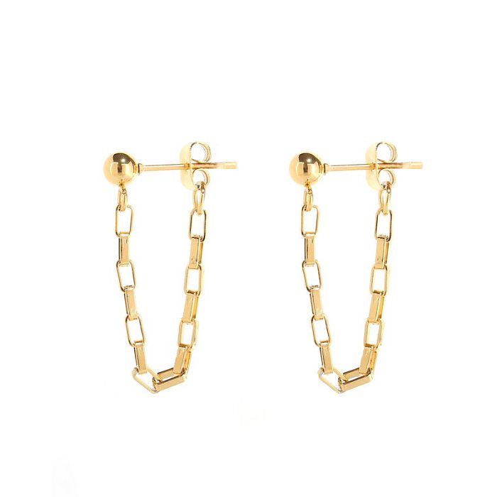 1 Pair Casual Simple Style Solid Color Chain Plating Stainless Steel Earrings