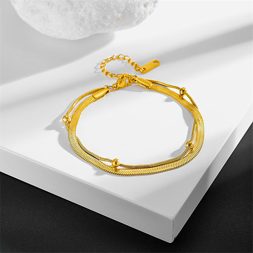 Simple Style Solid Color Titanium Steel Plating 18K Gold Plated Bracelets