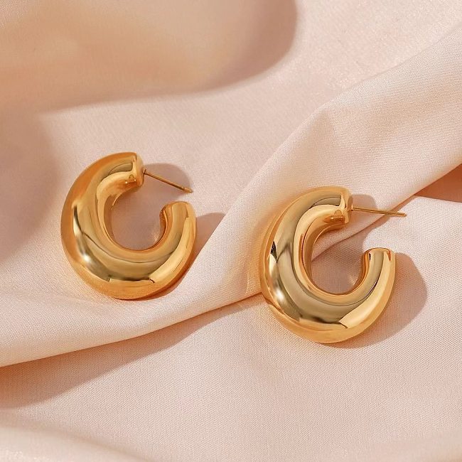 1 Pair Elegant Simple Style Letter Plating Stainless Steel  18K Gold Plated Earrings