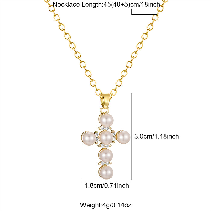 Schlichte Halskette mit Kreuz-Anhänger aus Edelstahl und Messing mit 18-Karat-Vergoldung, in loser Schüttung